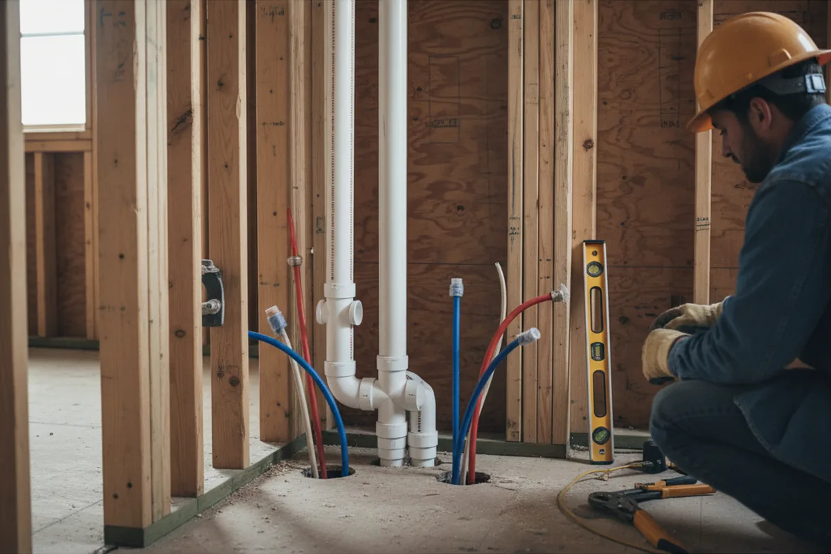 Drain and supply rough-in during Drain Cleaning in Croton