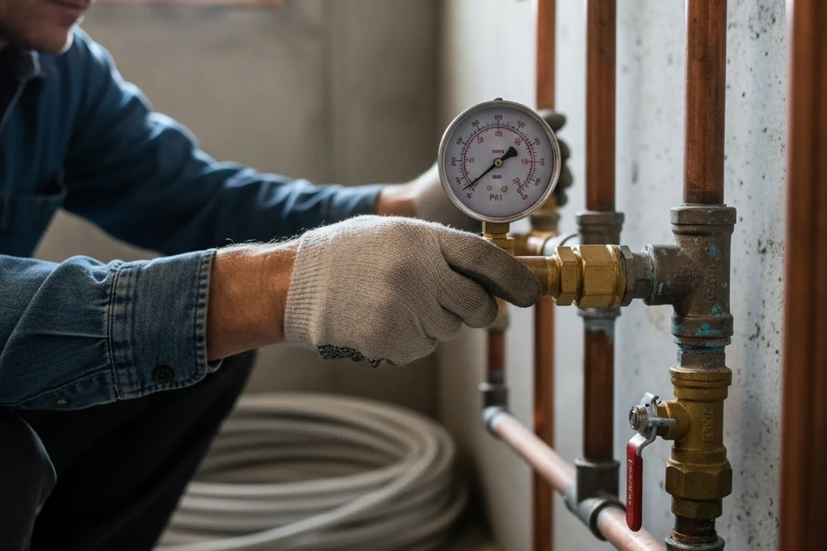 Pressure testing a repaired line during Water Line Repair in Croton